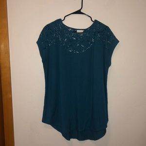 Beautiful teal transparent top blouse Ava and Viv